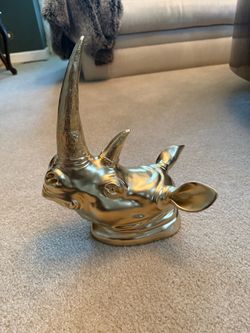Z Galleries Gold Faux Taxidermy Rhino Bust Wall Hanging