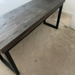 Table Brown With Black Metal Legs