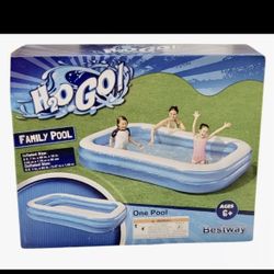 Bestway H20 Go! Blue Rectangular Family Pool 8ft 7x 69in x 20 in Large New in Box