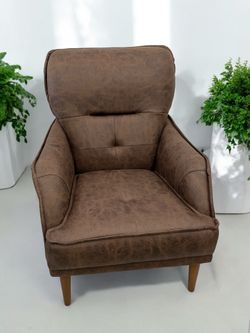 Timber Luxe Armchair Brown Sofa for Living Room, Suede Durable and Strong Fabric