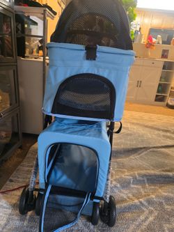 Double-Decker Pet Stroller Light Blue