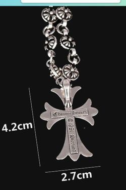 Chrome Hearts Imitation Necklace 19.6 Inches  Silver-plated Stainless  Cross Pendant Necklace  For Men And Women 