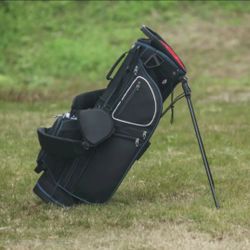 14-Way Golf Stand Bag With Cooler & Shoe Pocket & Rain Hood (Black/White/Red)