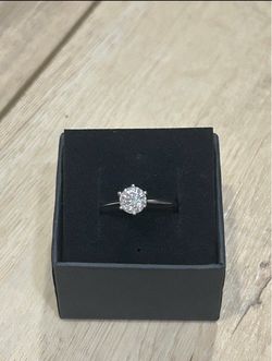 Round Solitaire Engagement Ring Silver Tone