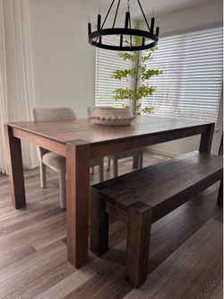 Dining table with bench 2 chairs