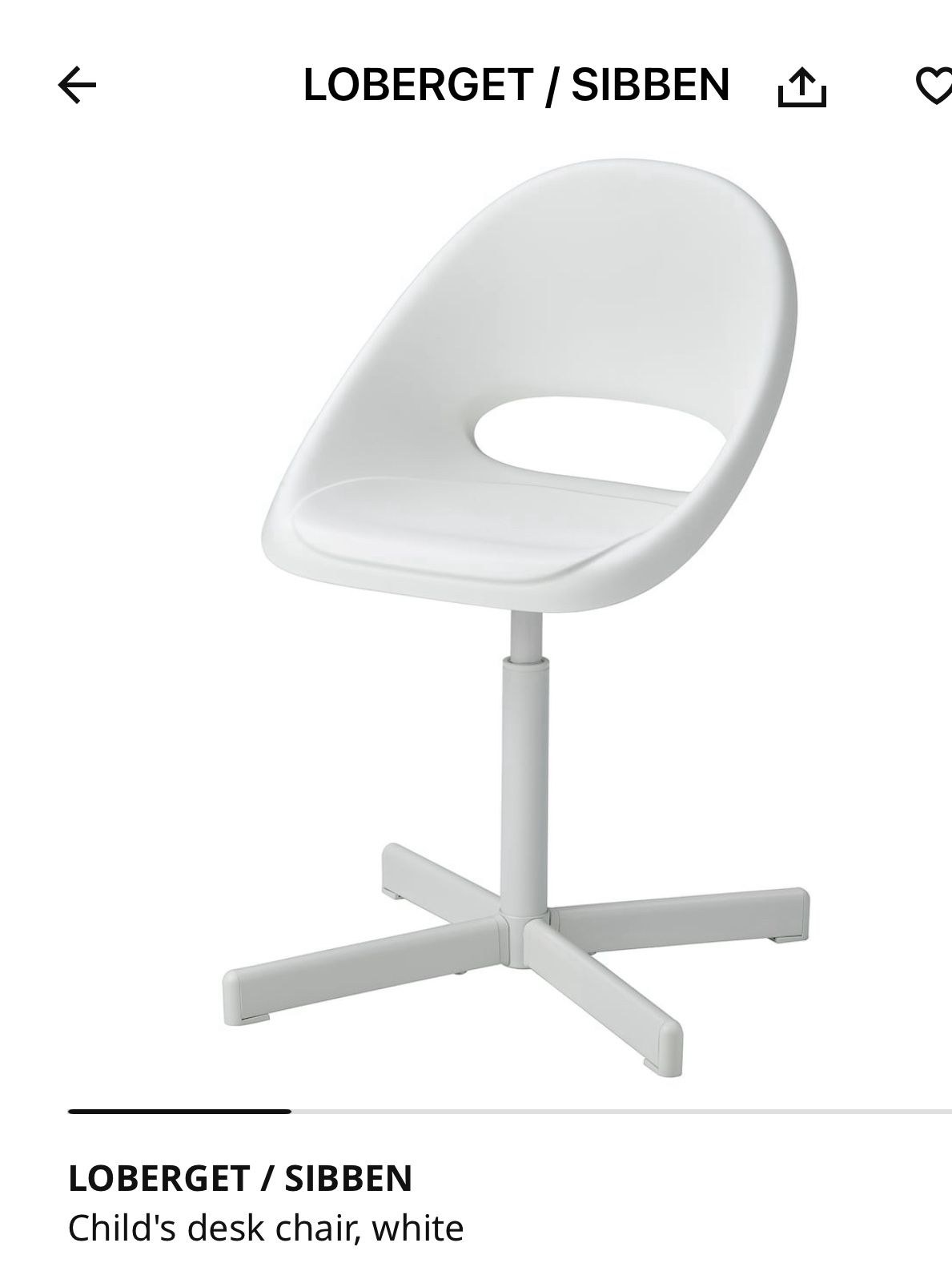 Loberget Kids Desk Chair White Color