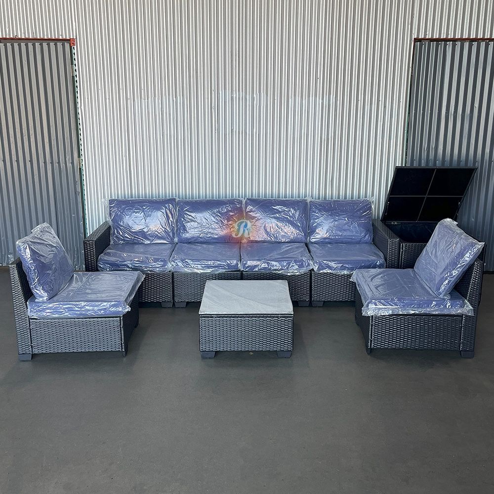 8pc Outdoor Patio Furniture Sectional With Storage