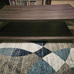 Grey Weathered Finish Coffee Table With Glass Sides