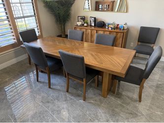 Wood Dining Table Set with 8 Chairs (Expandable)