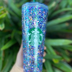 Under The Sea Starbucks Cup Glitter Snow Globe Personalized