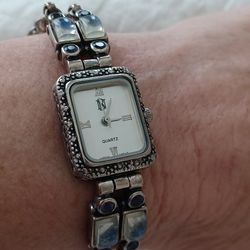 NICKY BUTLER - STERLING SILVER GENUINE STONES WATCH