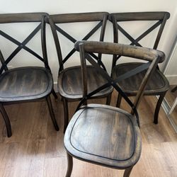 Set Of 4 Solid Wood Chairs