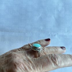 New Sterling Silver 925 Ring Turquoise Stone Size 7