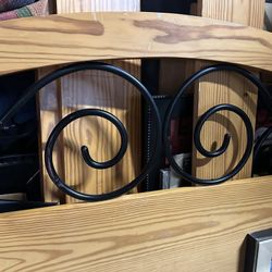 Pine Headboard With Matching Frame Complete Set With Hardware Cali King Durable Spanish Pine With Wrought Iron In Headboard And Footboard