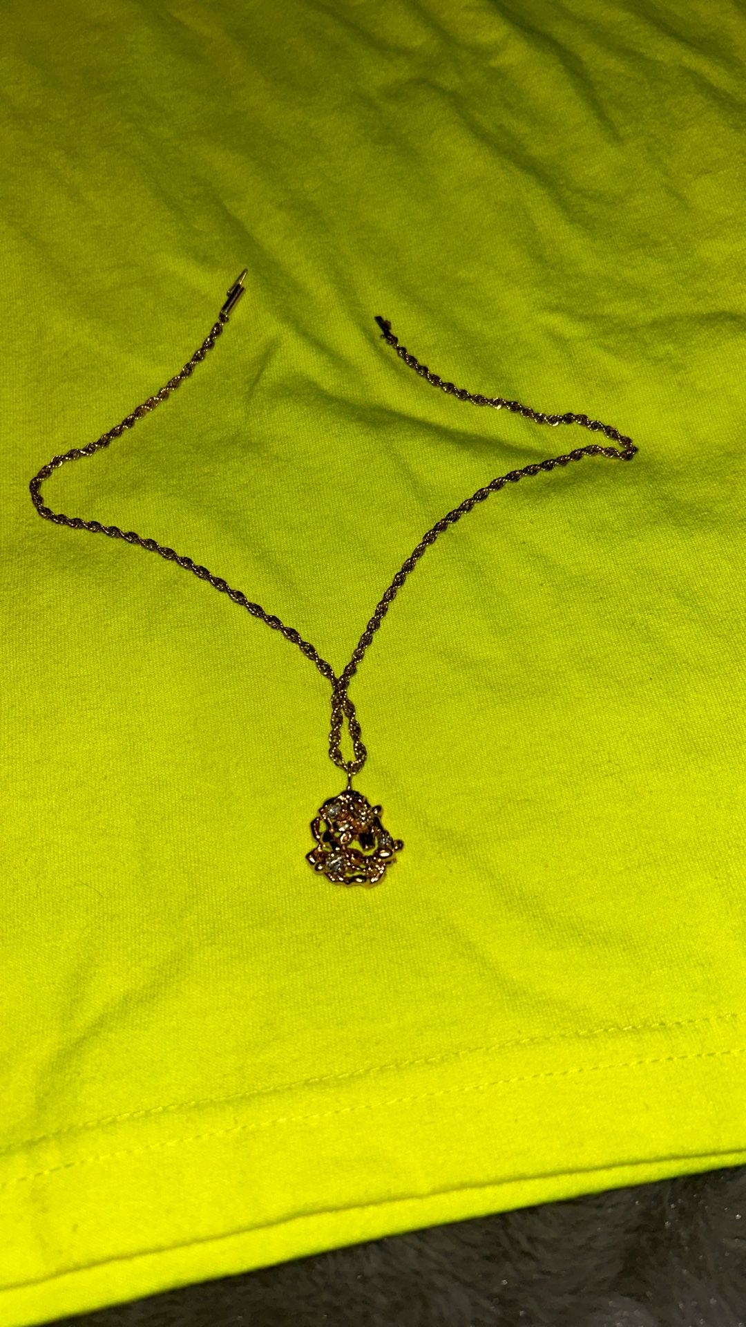 14k Gold Chain/nugget Pendent With Natural...