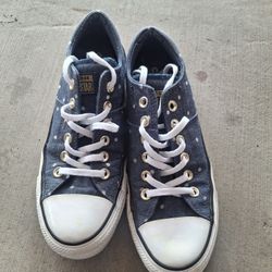 Blue and White Converse Shoes 