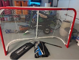Hockey Net with Better Hockey Extreme Passer, Goalie Net and street stick