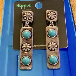 Turquoise Decor, Geometric Drop Earrings