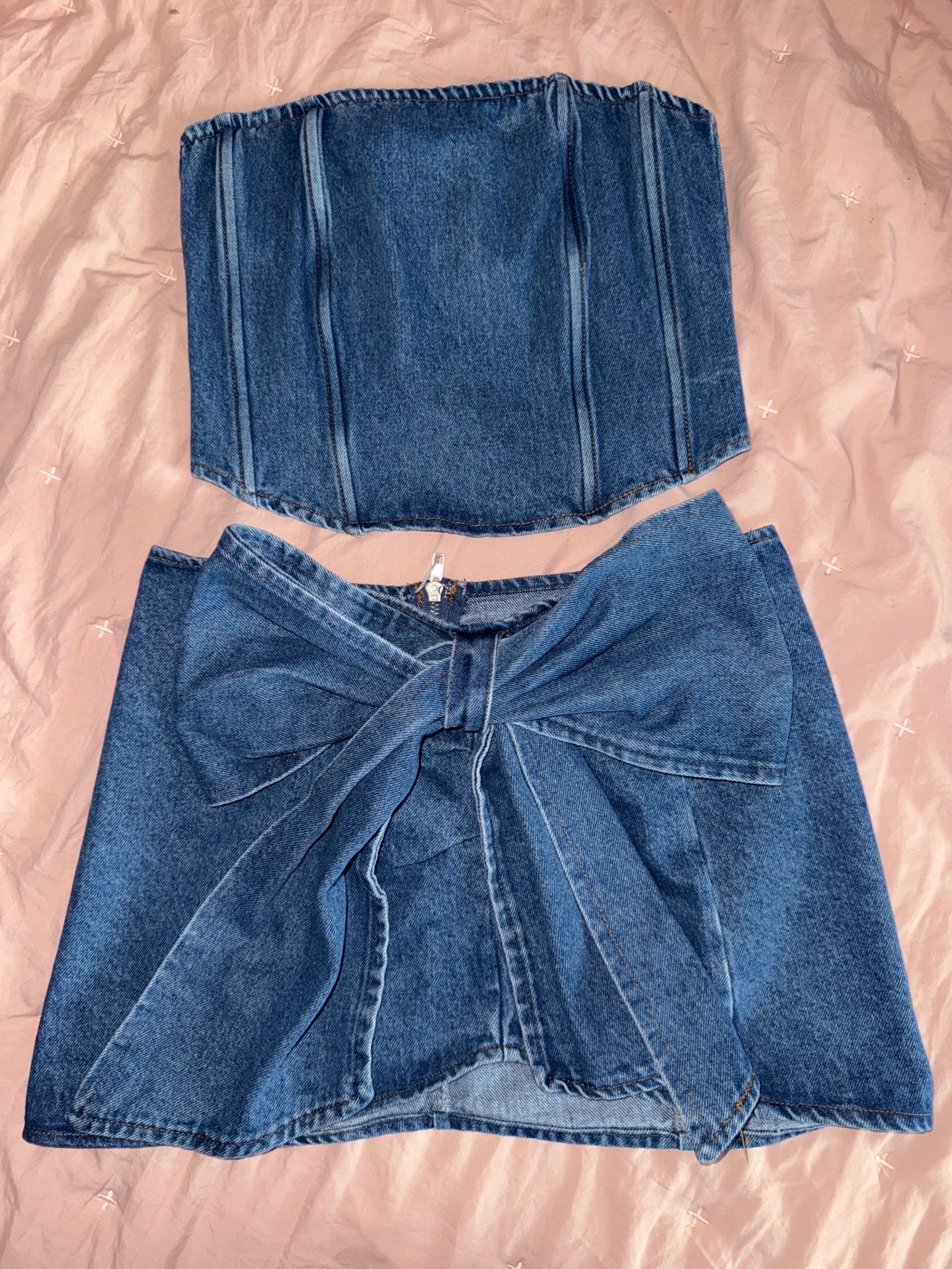 Novaluxe 2 piece denim set size extra small