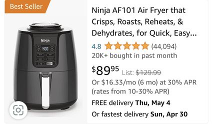 Ninja AF101 Air Fryer that Crisps, Roasts, Reheats, & Dehydrates