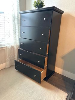 5 Black Drawer Dresser