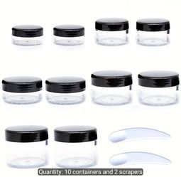 NEW 10pcs Round Clear Plastic Leak-Proof Containers with Black Lids