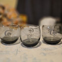 Vintage Los Angeles Rams smoke glass cups