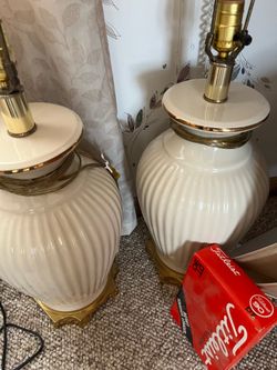 Two white Lamps with shades
