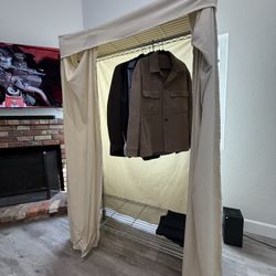 Rolling Garment Rack w/ Canvas Cover – Closet / Storage Wardrobe 