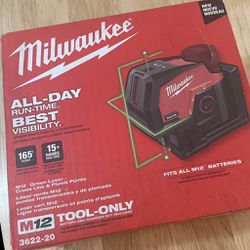 Milwaukee M12 12-Volt Lithium-Ion Cordless Green 125 ft. Cross Line & Plumb Points Laser Level (Tool-Only)  $279  New 