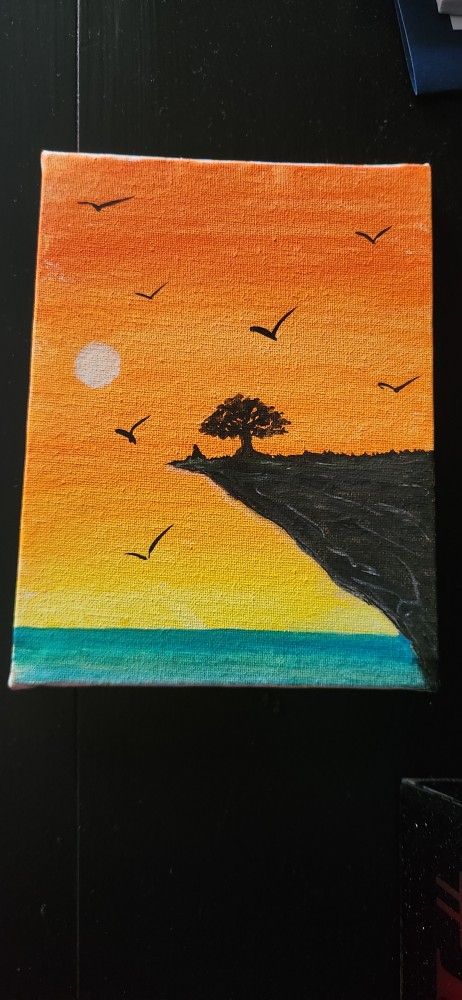 Edge of the Cliff Watercolors Painting