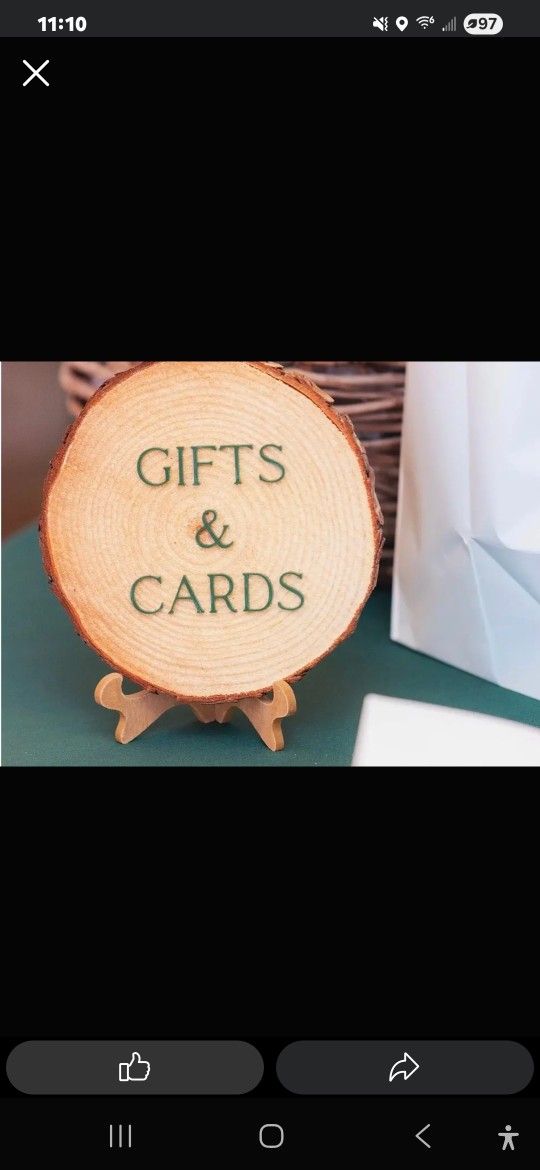 "Gifts & Cards" sign and easel