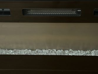 Fireplace with rocks and lights