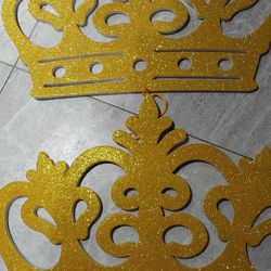 Having A PRINCESS PARTY??(2) 22 Inch Glitter Hanging Crowns..THEY SELL ON AMAZON FOR $19.99 EA. (7) Princess Crowns...Set Of 12 Crown Napkin Holders6)