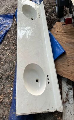 Double bathroom sink vanity white marble