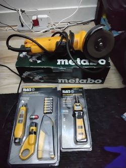 dewalt and metabo grinder and two klen tools
