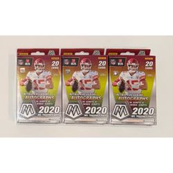 (3) 2020 Panini Mosaic Football Hanger Boxes - 3 Box Lot - Burrow RC ? Hurts RC ? NFL Cards NEW