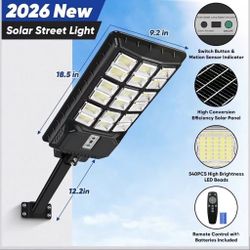 1000W Solar Street Lights Replacement, 60000LM Solar Lights Outdoor Waterproof, Dusk to Dawn Commercial Parking Lot Lights, Solar Flood Lights Outdoor
