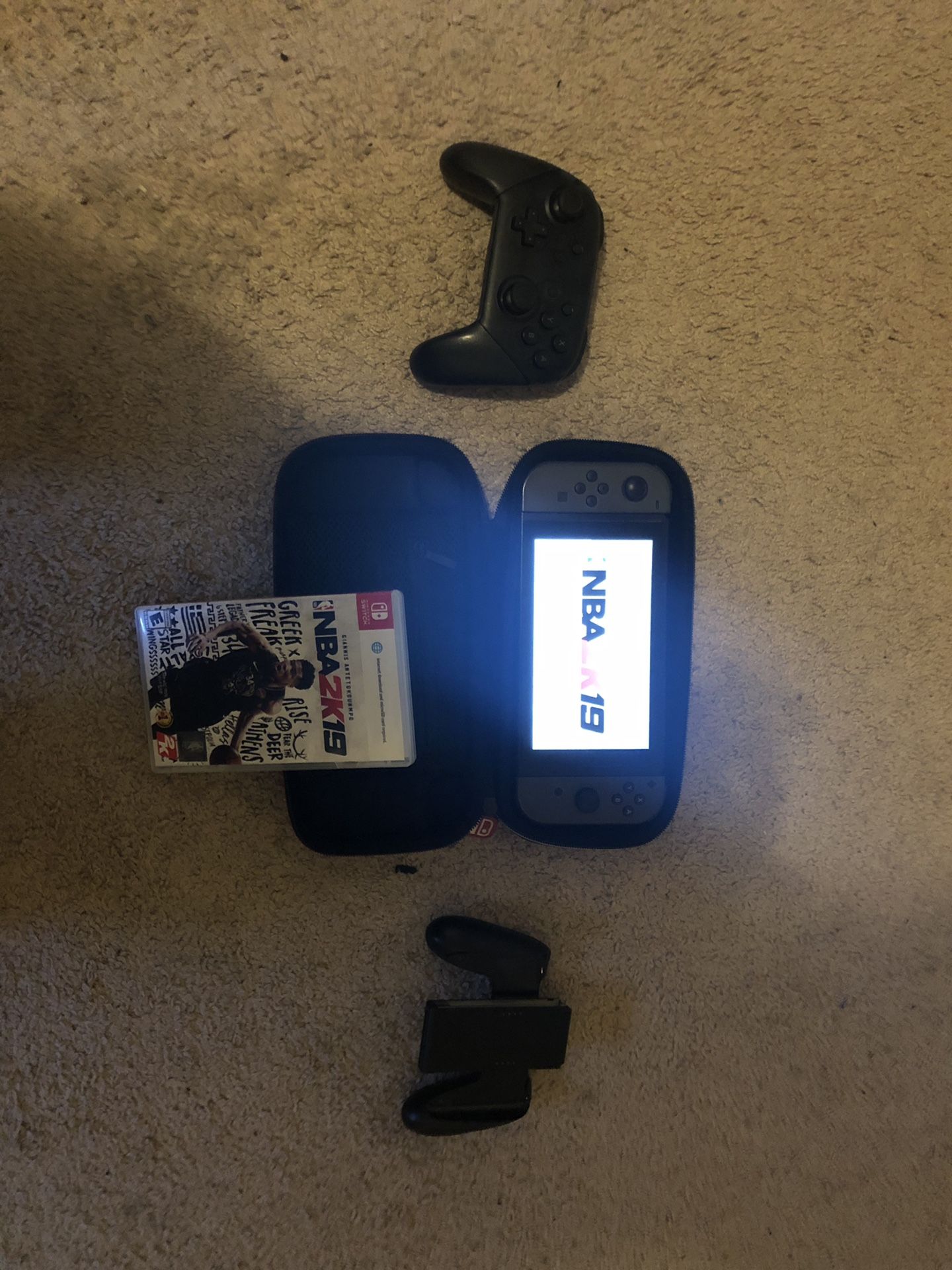 Nintendo switch (with dock) pro controller case and nba 2k19