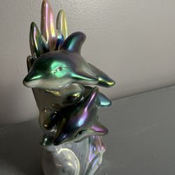 Vintage Lusterware Iridescent finish Dolphin Figurine Beach Decor Very Pretty