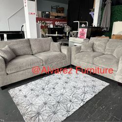 2 Pc Corduroy Sofa And Loveseat Set