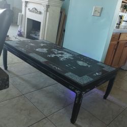 RARE FIND AQUATIC INLAID MOTHER OF PEARL COFFEE TABLE