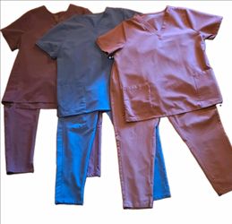 Medical Scrubs Set V-Neck Top and Pants Set of 3 Mandala