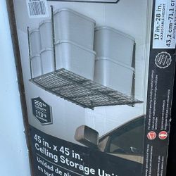 HyLoft 00625 45-Inch by 45-Inch Overhead Storage System, Ceiling Mount Garage Organization Rack, Hammertone