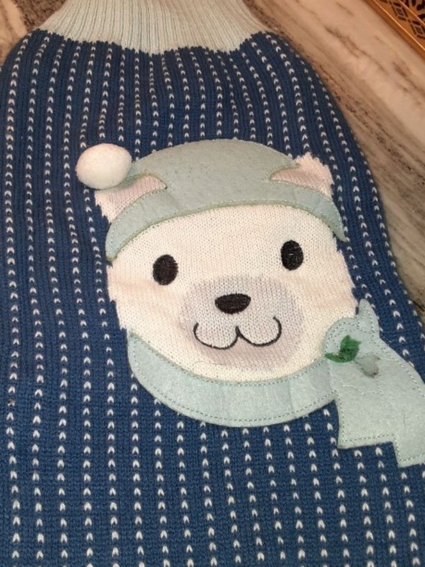 Large Dog Pet Sweater Winter Warm Snowman Blue Dogs