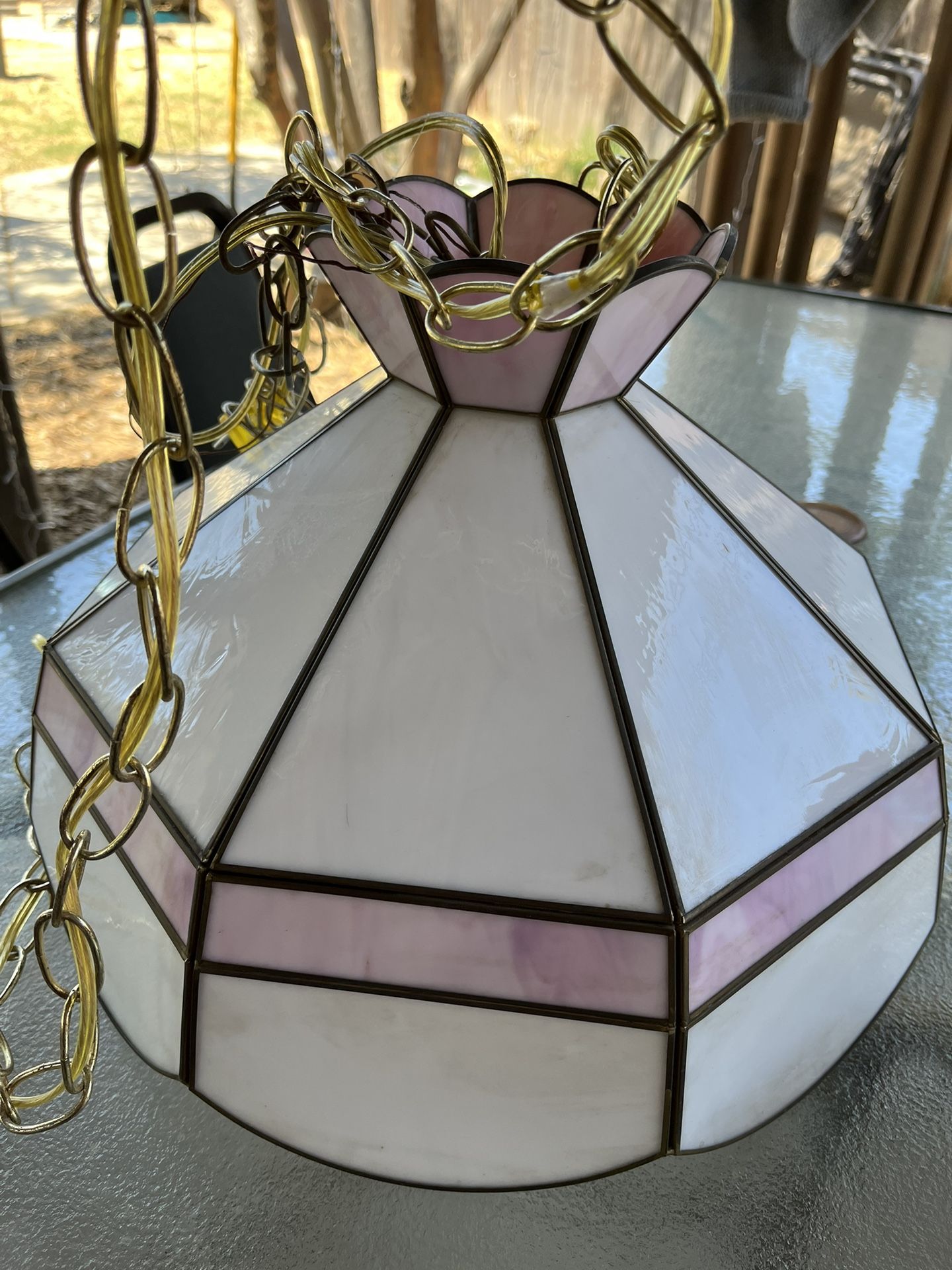 VINTAGE TIFFANY STYLE HANGING LAMP