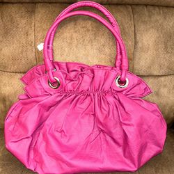 Magenta Colored Ruffled O-Ring Purse 