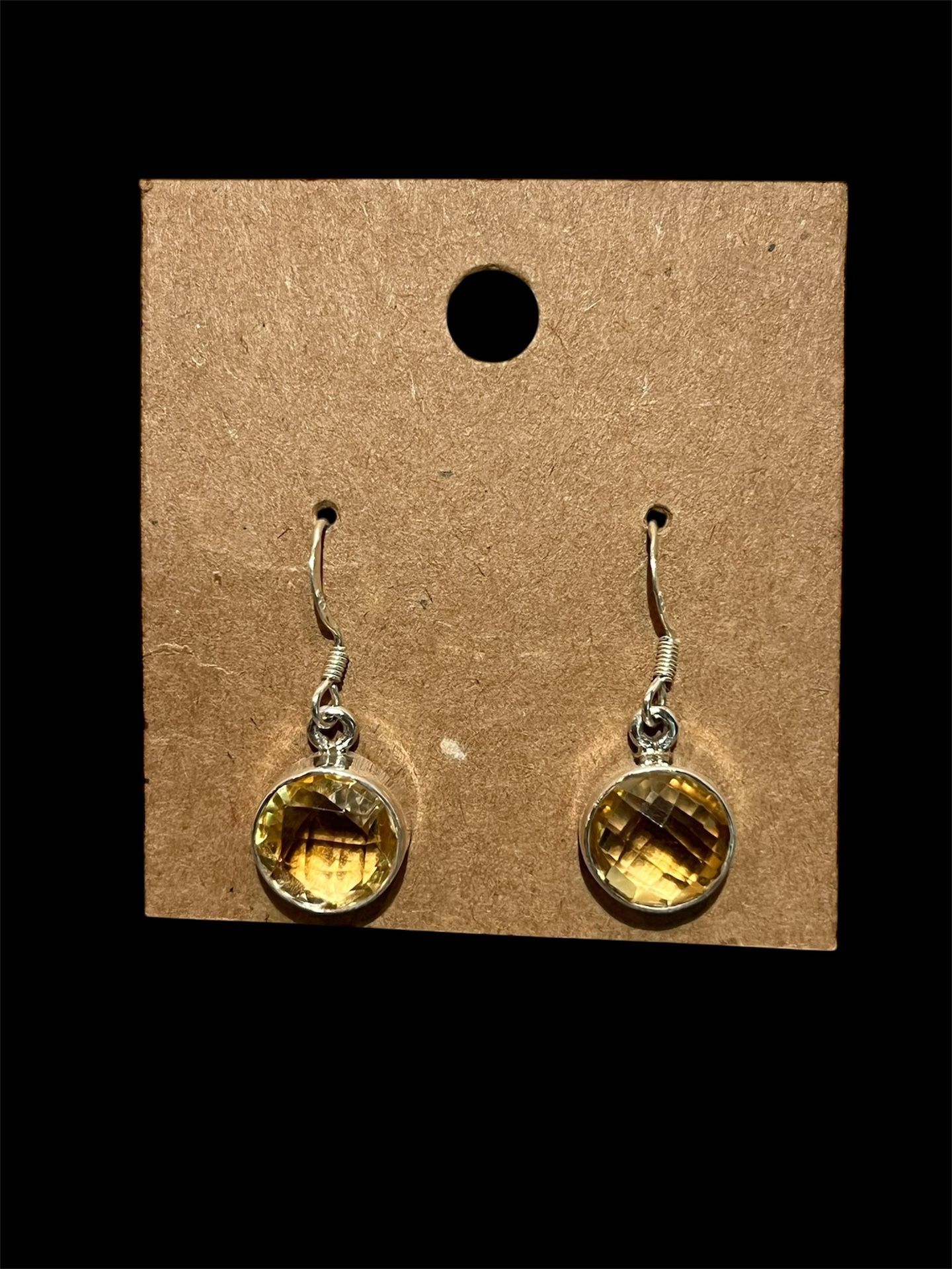Sterling Silver Citrine Dangle Earrings New