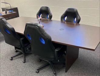 Bush Business Furniture 96W x 42D Boat Shaped Conference Table Office Dining Room Meeting Board
