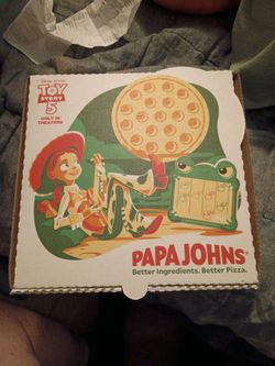 Papa John's Disney Toy Story 5 pizza box